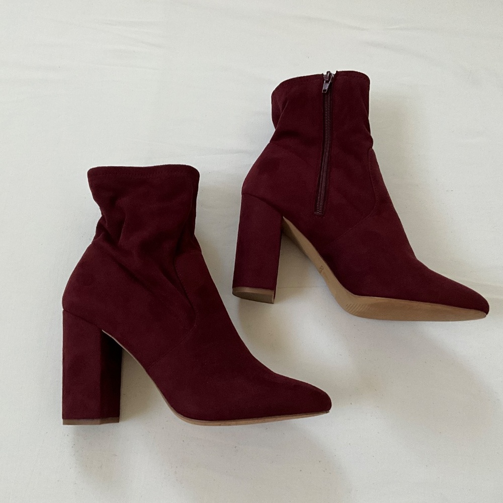 ALDO Sock Booties Ankle Boots Burgundy Size 9 - Picture 2 of 10